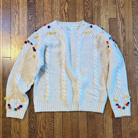 Pepaloves Sweaters - Anthropologie Pepaloves cable sweater with Pom-poms, NWOT, Medium, Cream
